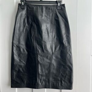 Sleek Black Leather Pencil Skirt
